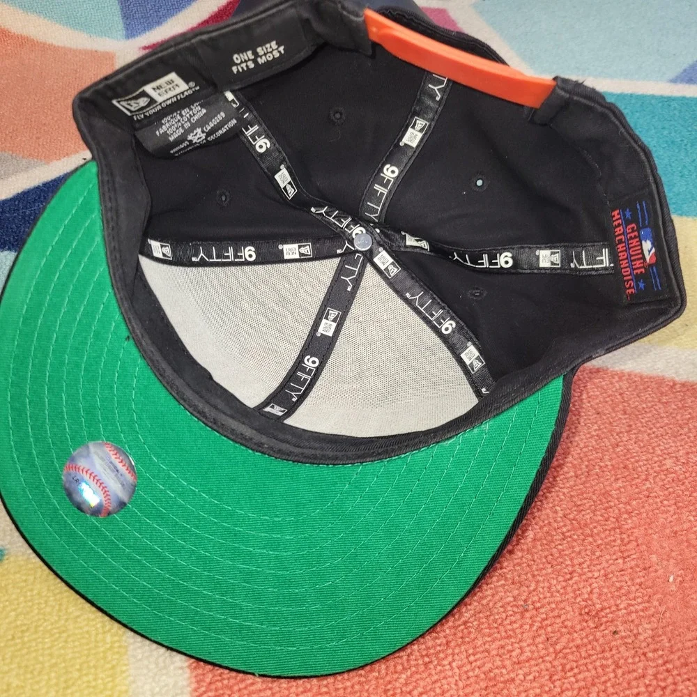 New Era 9FIFTY Miami Marlins Snapback Hat Black Orange MLB Baseball Cap One Size